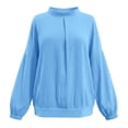 thumbnail image 4 of Womens Long Sleeve Shirts Helii Loose Linen Blouse Puff Sleeve Round Neck Shirt Travel Vacation Outfit Casual Lightweight Top for Summer Fall | 2XL Size, 4 of 5
