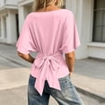 thumbnail image 6 of ClodeEU Women's Batwing Sleeve Crop Top, Ruched Waist Short Sleeve T-Shirt, Casual Summer Tee Pink,Women's Plus S, 6 of 8