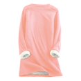 thumbnail image 6 of Diufon Fall Winter Womens Pullover Tops Solid Color Lamb Wool Blouses Round Neck Long Sleeve Tunics, 6 of 6
