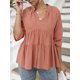 thumbnail image 4 of Blusa, Blusa de media manga para mujer con cuello en V y cuello en V suelta Abanopi Rosa/Medio, 4 of 7