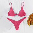 thumbnail image 3 of Women's Sexy Bikini Set Underwire Solid Color Two Piece Swimsuit Bow Tie Details for Beach Vacation Summer Pool Party,Hot Pink,L, 3 of 6