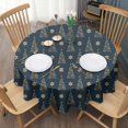 thumbnail image 3 of Dark Blue Christmas Tree Pattern Round Tablecloth 60"x60",Wrinkle Wipeable Table Cloth for Kitchen Dining Room Picnic Patio Party, 3 of 6