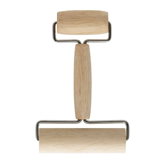 Mrs. Anderson’s Baking Double Dough Roller, Includes 4.125 and 2.375-Inch Wide Cylinders, Rubberwood