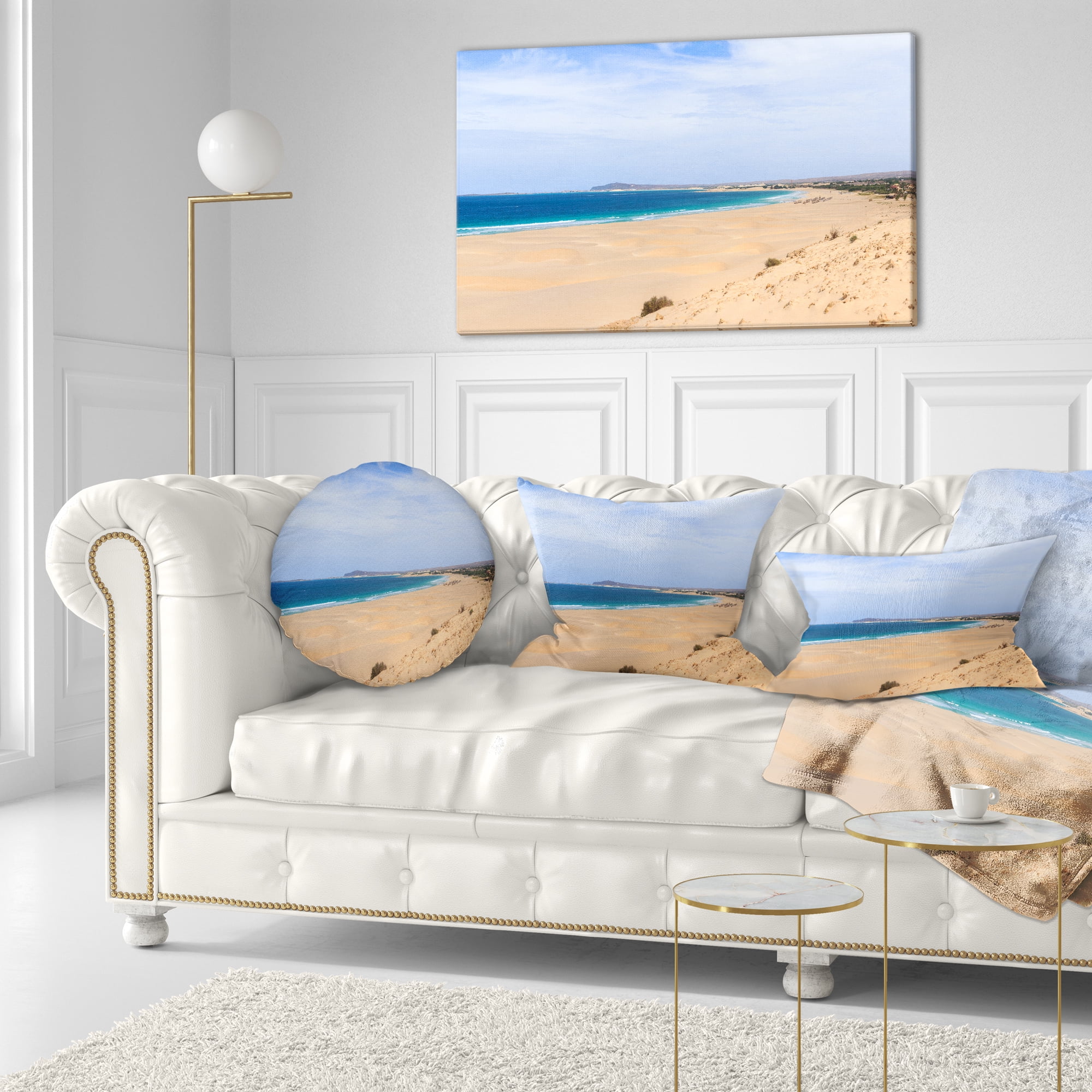 Designart Sea and Clouds in Blue Sky - Seashore Throw Pillow - 12x20