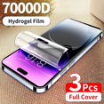 thumbnail image 1 of Película de hidrogel 70000D para iPhone, Protector de pantalla de cubierta completa para iPhone 14, 13, 12, 11 Pro Max, Mini, 7, 8 Plus, X, XS MAX, sin cristal, 3 uds., 1 of 3