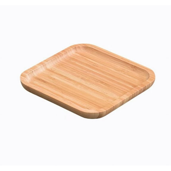 Bamboo Serving Tray Square Coffee Breakfast Bread Tray Fruit Tray Wooden Tableware Kitchen Supplies 7.87 x 7.87 x 0.78 inch