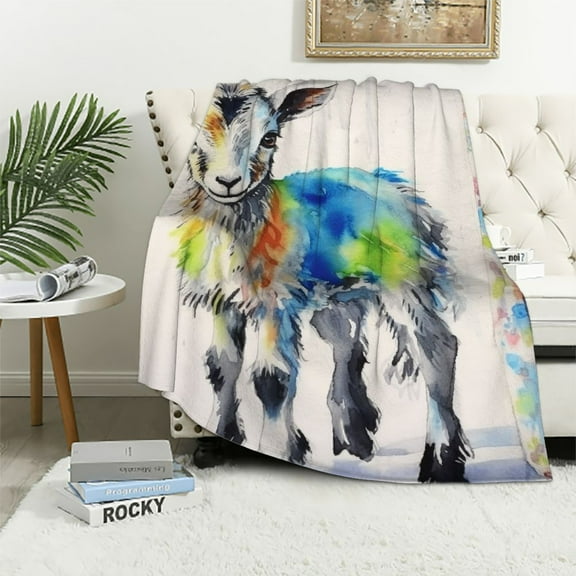 COMIO  Goat Blanket Goat Gifts for Girls Boys Kids Cute Blanket Throw Blanket Colorful Couch Sofa Blanket Flannel Goat Stuffed Animals Blanket for Goat Lover Birthday Gifts