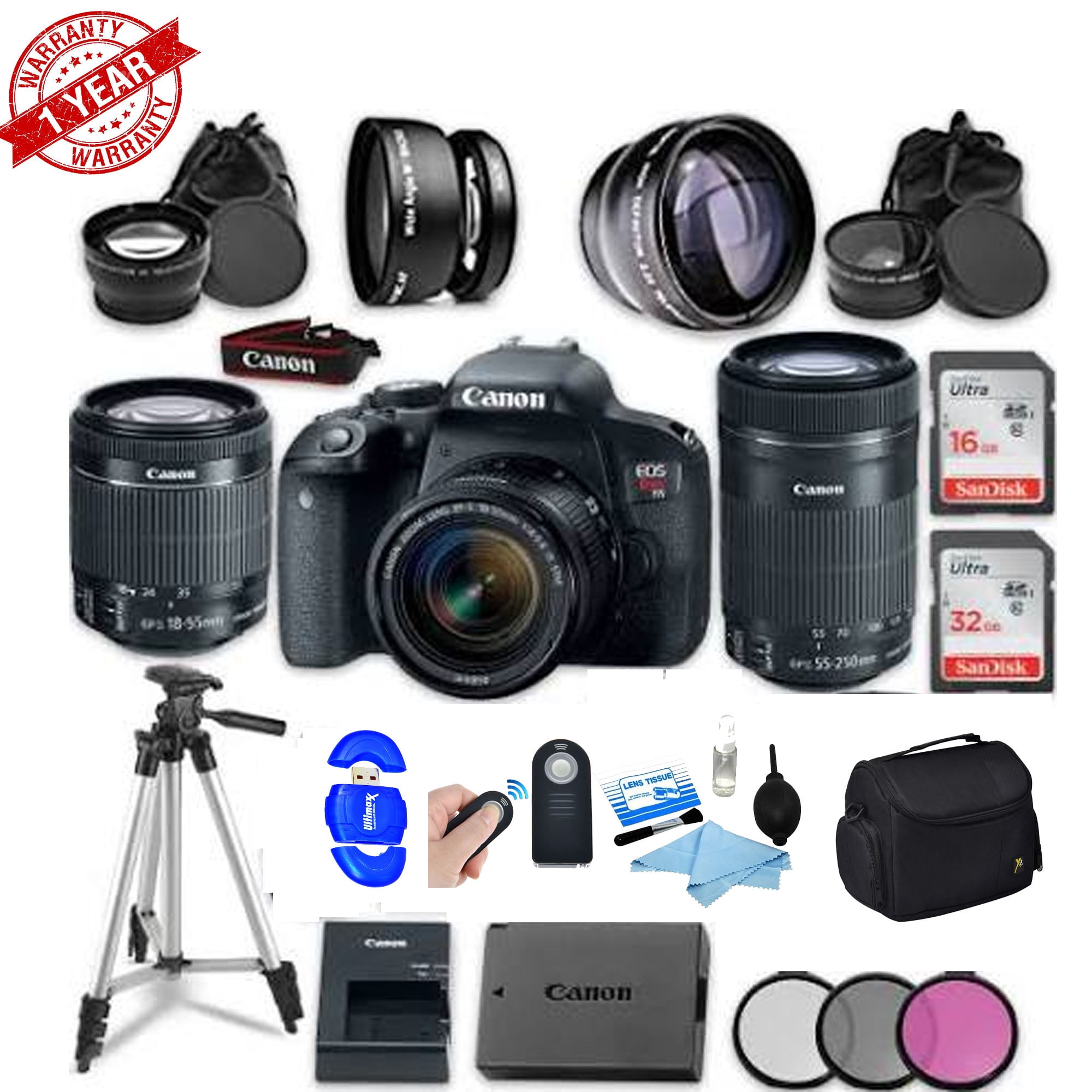 Canon Eos Rebel T7i Dslr Camera Bundle with Canon EFS 18135mm f/3.55