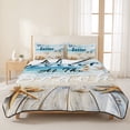 thumbnail image 3 of King Quilt Set 96''x106'', Summer Coastal Beach Lightweight Summer Bedspread Coverlet Set with 2 Pillow Shams, Ocean Wave Starfish Shell Breathable All Season Quilt Bedding for Bedroom/Guest Room, 3 of 9