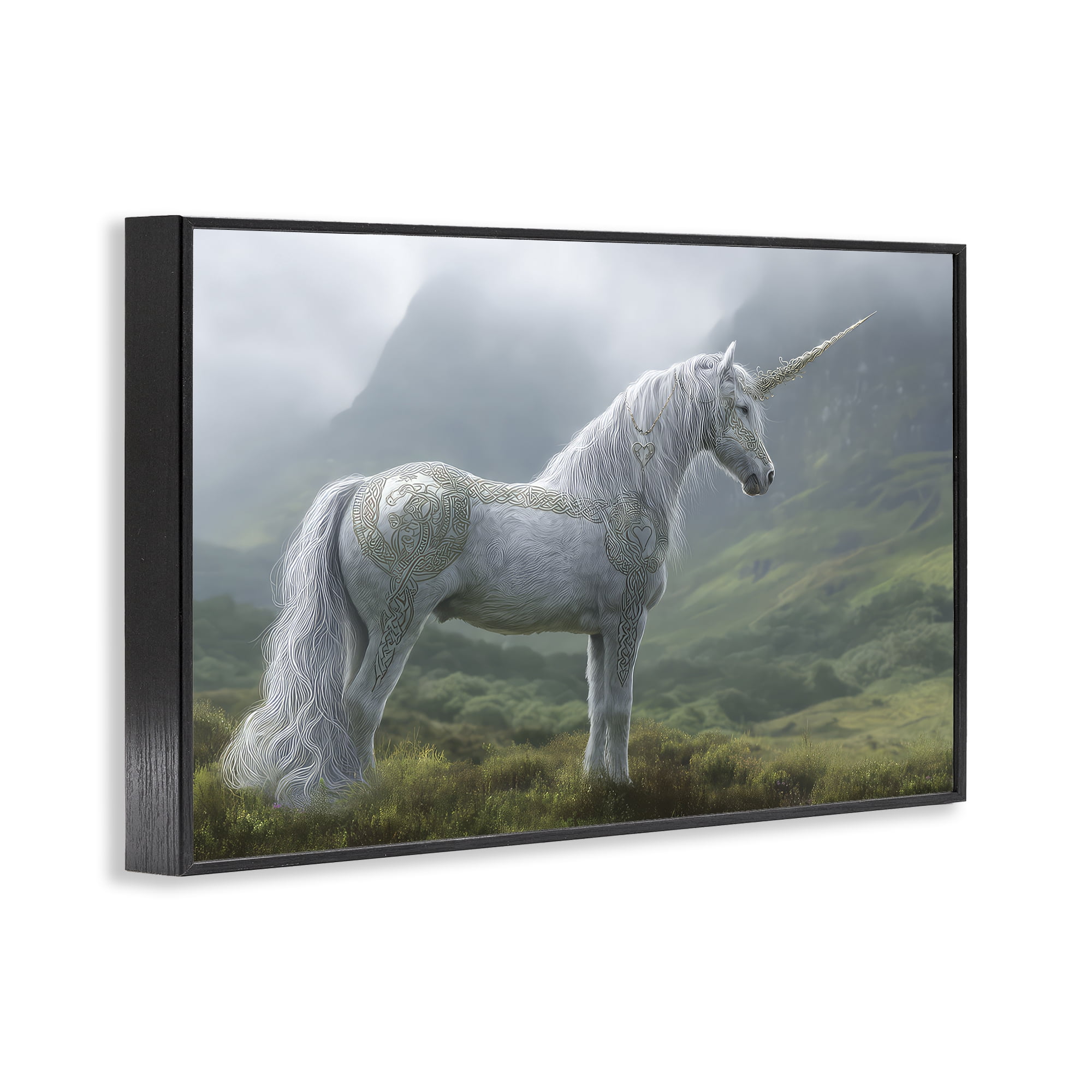 Stupell Industries Elegant Celtic Unicorn Black Framed Giclee Art, design by The Wands Want