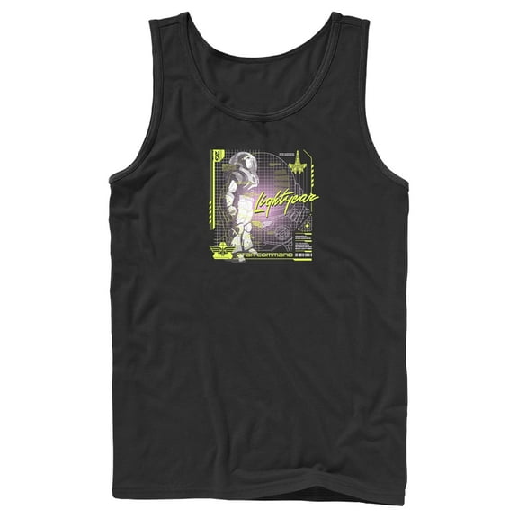 Men's Lightyear Star Command Blueprint  Tank Top Black Small
