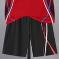 thumbnail image 5 of Tween Boy 11-13T Summer Athletic Outfits Set 2 Piece Short Sleeve Sport T-shirt and Elastic Shorts Casual Clothes Gibobby,11-12 Years,Red, 5 of 6