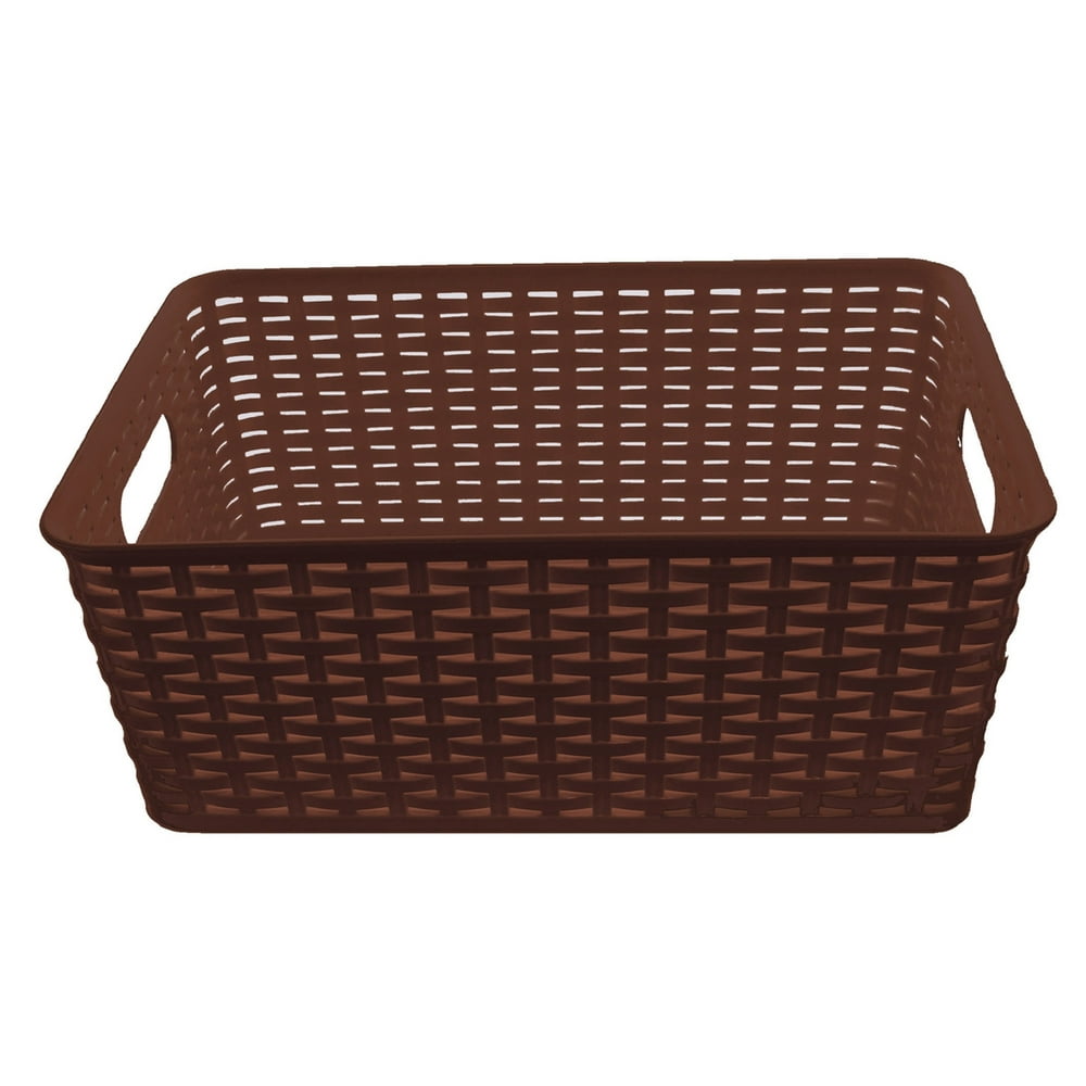 Plastic Rattan Storage Box Basket Organizer Large ba426 Brown