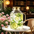 Ice Tea Pitcher Set 1 Gallon Glass Pitcher With Lid and Handle, 3800ml Square Beverage ...