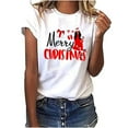 thumbnail image 5 of Abcnature Merry Christmas Tree T-Shirt Women's Cute Christmas Gnomies Graphic Tees Holiday Short Sleeve Tshirt Xmas Buffalo Plaid Red T-Shirt For Men Women T-Shirt White,F XXL, 5 of 5