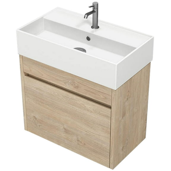 Nameeks Mini-2413-W Mini 24" Wall Mounted Single Basin Vanity Set - Brown Oak
