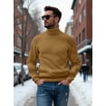thumbnail image 2 of Mens Mustard Turtleneck Sweater Soft Lightweight Casual Long Sleeve Shirt Krash-M, 2 of 7