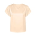 thumbnail image 7 of Vekome Womens Blouses Plus Size Plus Size Short Sleeve T Shirts V Neck Casual Pullover Satin Solid Color Summer Tops, 7 of 7