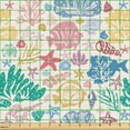 thumbnail image 2 of Ambesonne Nautical Fabric by the Yard Upholstery, Coral Fish Seaweed Art, 5 Yards, Pastel Pink Sea Blue, 2 of 5
