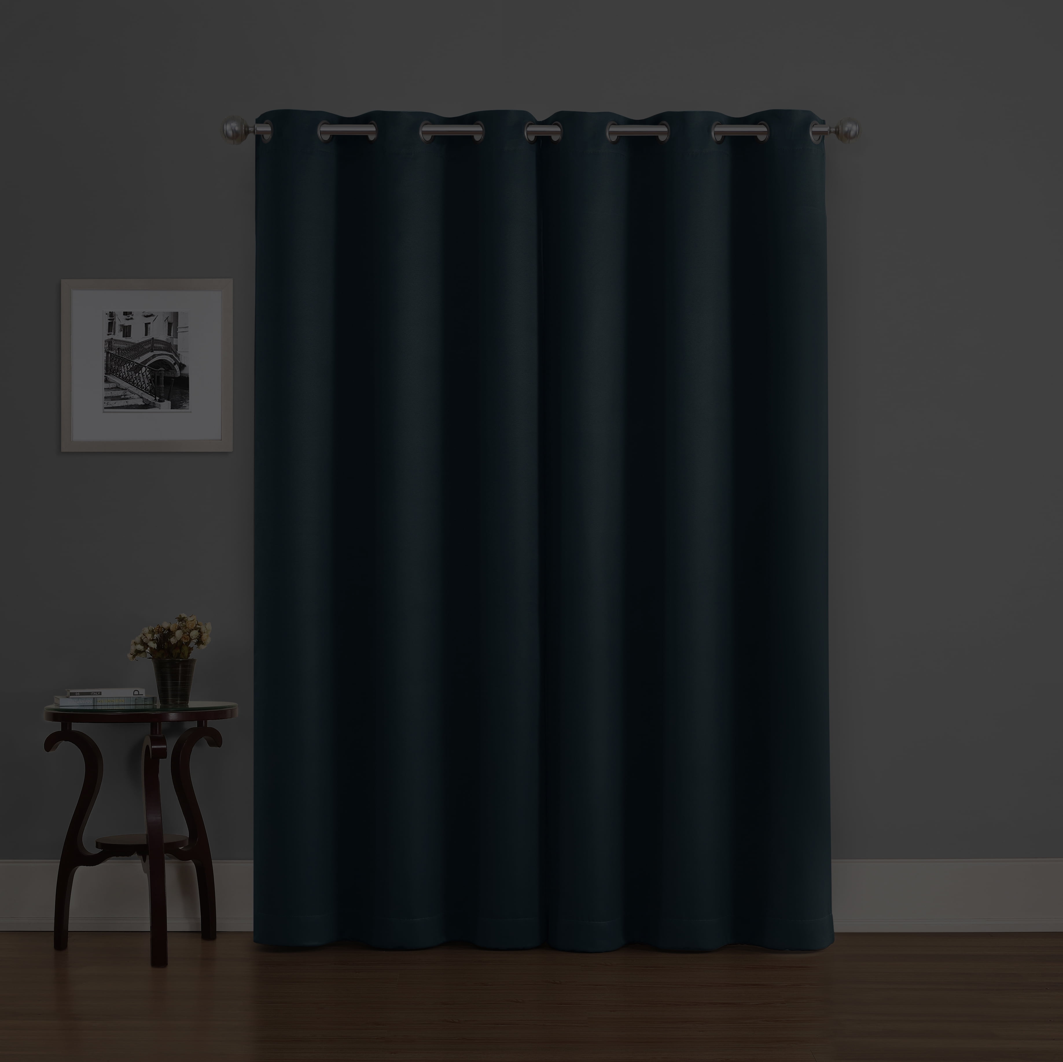 Eclipse Phoenix Solid Blackout Curtains, Set of 2, 84 Inch Long Blackout Curtains, 37"W x 84"L, Indigo