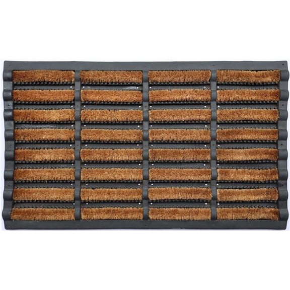 HomeRoots 573985 18 x 30 in. Black Rubber Outdoor Machine Made Door Mat