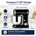 thumbnail image 4 of UHOMEPRO 3-in-1 Stand Mixer, 5QT Tilt-Head 10-Speed Electric Stand Mixer, Stainless Steel Bowl, Dough Hook, Flat Beater and Wire Whisk for Baking, Black, 4 of 9