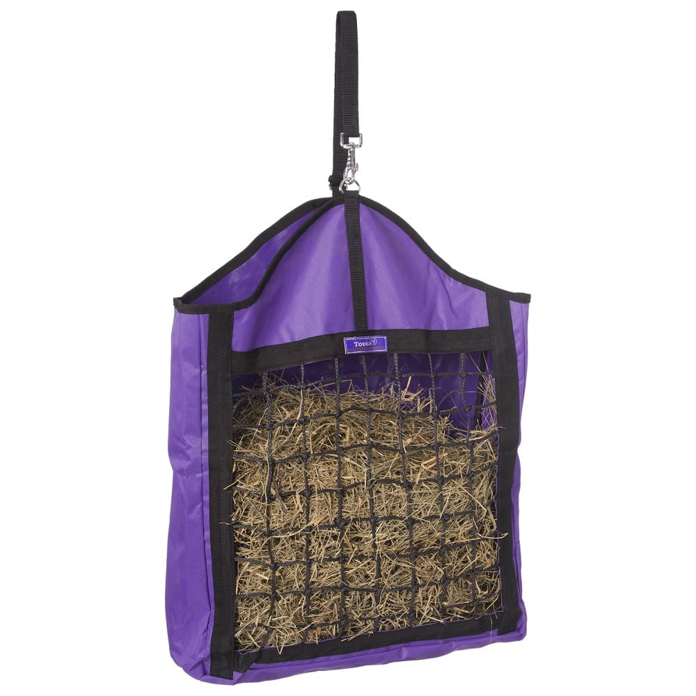 PURPLE Poly Knotted Nylon Rope Slow Feed Hay Net Bag with Draw String RINGS 