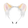 thumbnail image 2 of Diadema con orejas de gatito de peluche para mujer y niña, aro para el pelo con orejas de animal para escenario Amarillo, 2 of 7