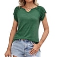 thumbnail image 1 of Camisa de manga corta de mujer Cuello en V Camisa de manga acanalada de moda de color puro Top para fiesta de trabajo diario, 1 of 8