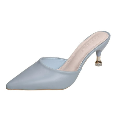 

Aayomet Beach Sandals for Women Women Sandals Fashion Summer New Pattern Simple Solid Color Non Slip Slim Heel Pointed Toe High Blue 8