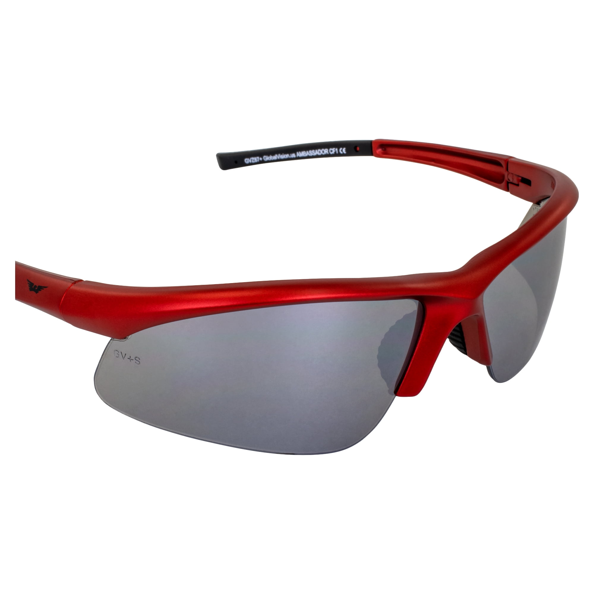 Global Vision Ambassador Wrap Around Motorcycle Sunglasses Metallic Red Frame w/ Smoke Lens