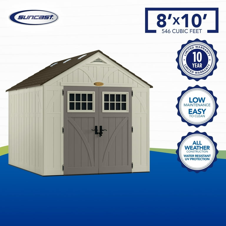 Suncast Large Outdoor Storage Shed 8ft x 10ft for Backyard