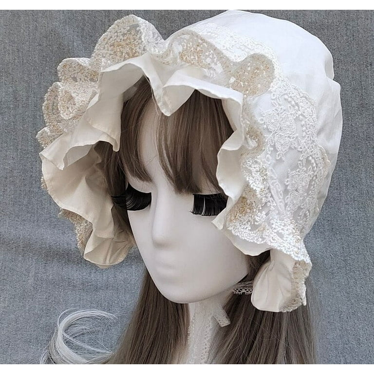 COCOpeaunt Medieval Vintage Maid Cosplay Pumpkin Cotton Cap Lace