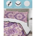 thumbnail image 4 of Quilts Twin Size, Purple Orange Boho Soft Comforter Bedding Set for Bed, Ethnic Geometric Middle Century Art Lightweight Quilted Bedspread with Pillow Cover(2 Pieces) for All Season, 68x86 Inch, 4 of 6