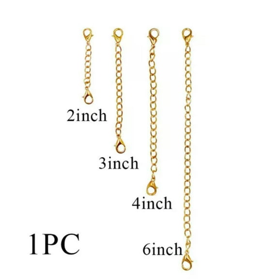 GKNET 1Pc Extender /Safety Chain Extender Necklace Bracelet Lobster lock 3" or 6 /-gold-4inch