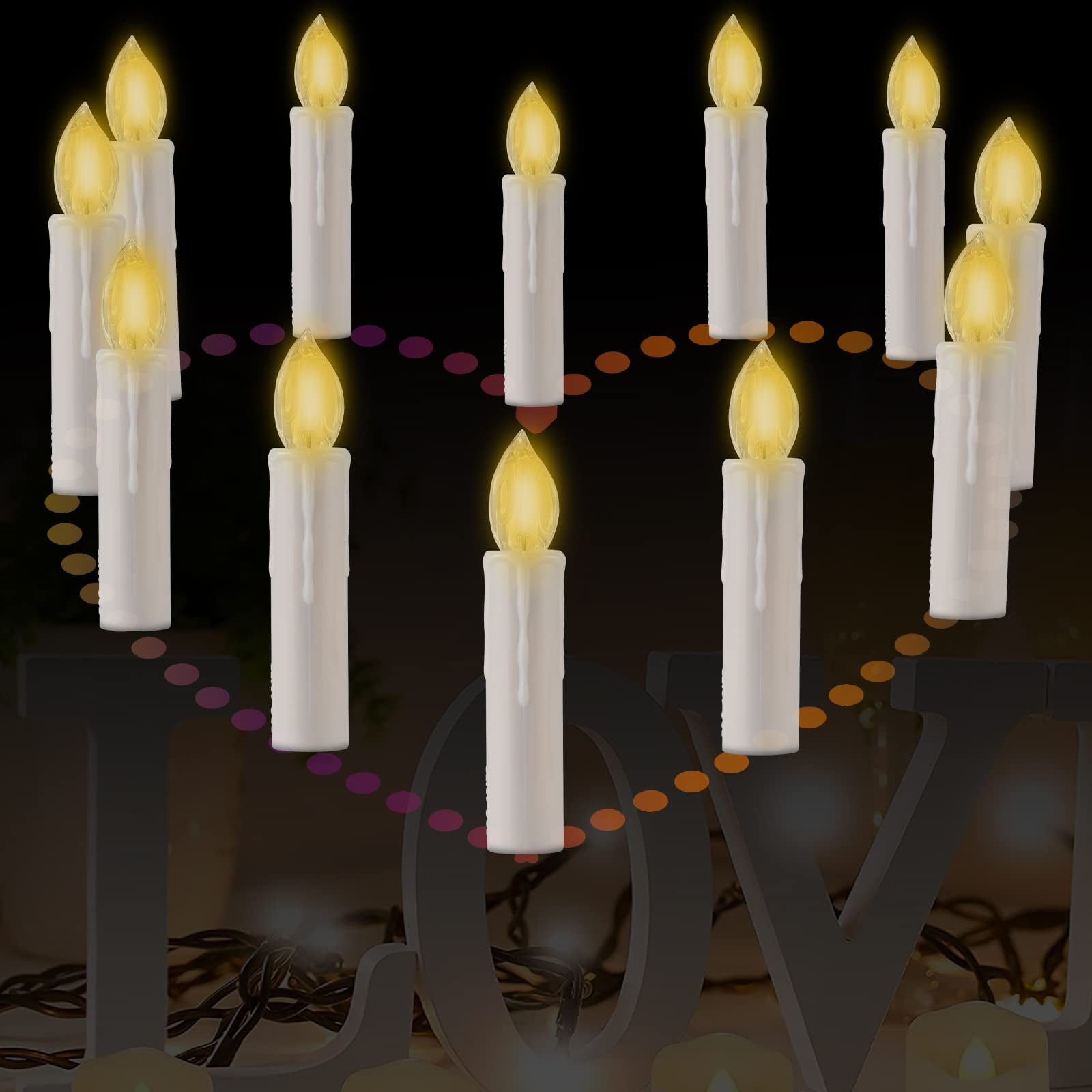 TETOU Flameless Candles Christmas Tree Decor Led Flickering Lights Battery Operated with Remote Timer/Clips Christmas Trees Decor
