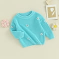 thumbnail image 2 of Okbabeha Baby Girl Floral Sweater Toddler Sweaters Long Sleeve Knit Sweater Crewneck Sweatshirt Newborn Infant Fall, 2 of 7