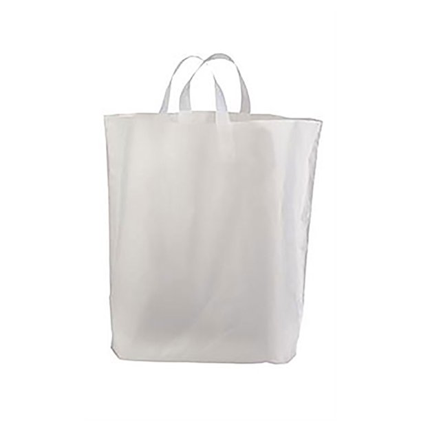 Recycled Clear Frosted Plastic Shopping Bags (16" x 15" x 6") Case of