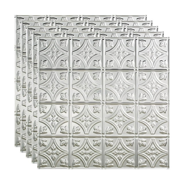 FASÄDE Traditional 1 Decorative Vinyl 2ft x 2ft Lay in Ceiling Panel in Brushed Aluminum (5 Pack)