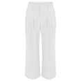 thumbnail image 4 of White Sweatpants Womens Casual Wide Leg Dress Pants High Waist Tailored Button Down Trousers with Pockets, 4 of 5