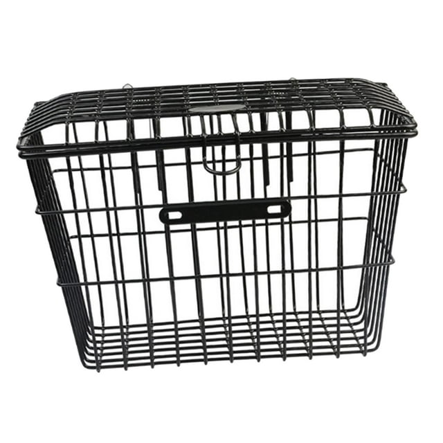 Metal Wire Mesh Rear Bike Basket, with Lids Heavy bike Frame Basket for