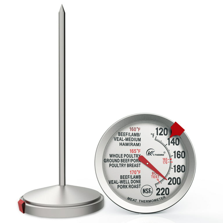 KT Thermo Meat Thermometer for Cooking - NSF Certificated Instant Read Cooking Temperature Thermometer Oven Safe, Waterproof 2.5 inch Dial, 5 inch