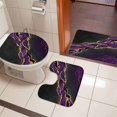 thumbnail image 4 of Abstract Marble Texture Bathroom Rugs Set Vintage Purple Black Fluid Non Slip Absorbent Soft Bath Mats 3 Piece Set with Bathroom Rug, U-Shaped Floor Mat, Toilet Seat Cover Large Size, 4 of 9