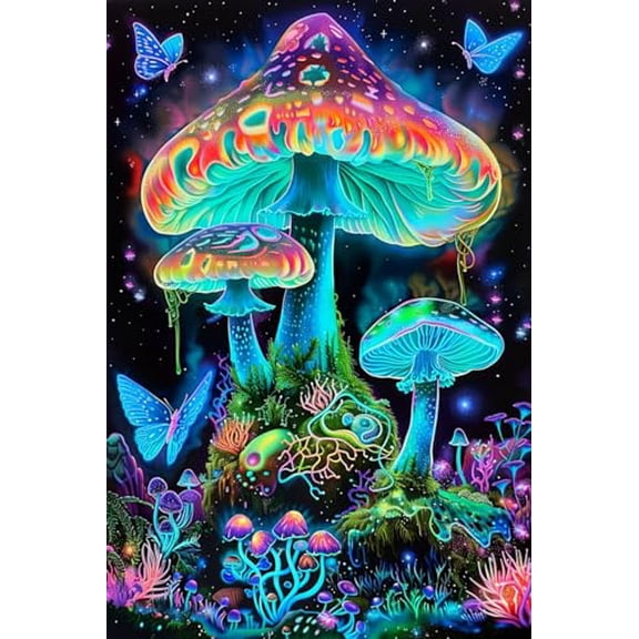 wooden puzzle Colorful magical mushrooms Hard Challenging Exercise Intellegent wall decor suitable for Teenager or Adult 300 PCS