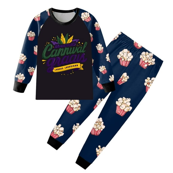 gdxvjhbj Kids Pajamas Toddler Kids Boys Pajamas Holiday Cartoon Print Sleepwear T Shirt Tops Pants Set 4T 5T (Black,4-5 Years)