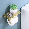 thumbnail image 2 of Brushed Gold Toilet Paper Holder with Shelf,Wall Mounted Bathroom Accessories Tissue Roll Dispenser with Detachable Frosted Crystal Acrylic Storage Shelf,Suit for Bathroom, 2 of 5