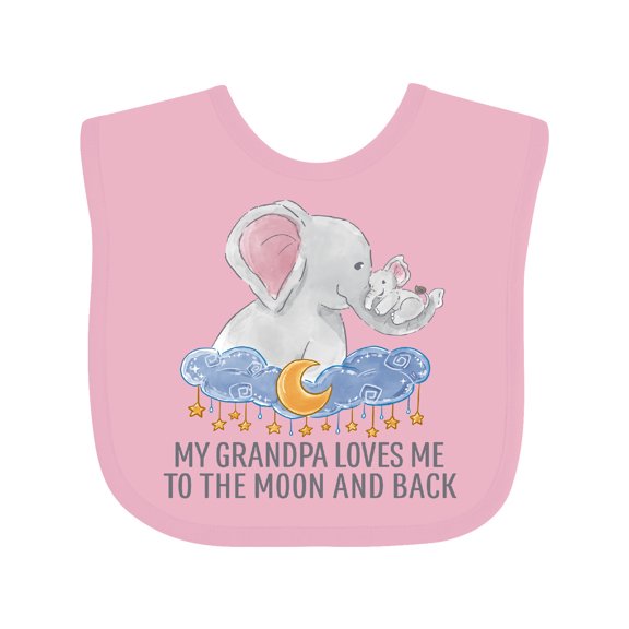 Inktastic My Grandpa Loves Me to the Moon and Back Elephants in Clouds Boys or Girls Baby Bib