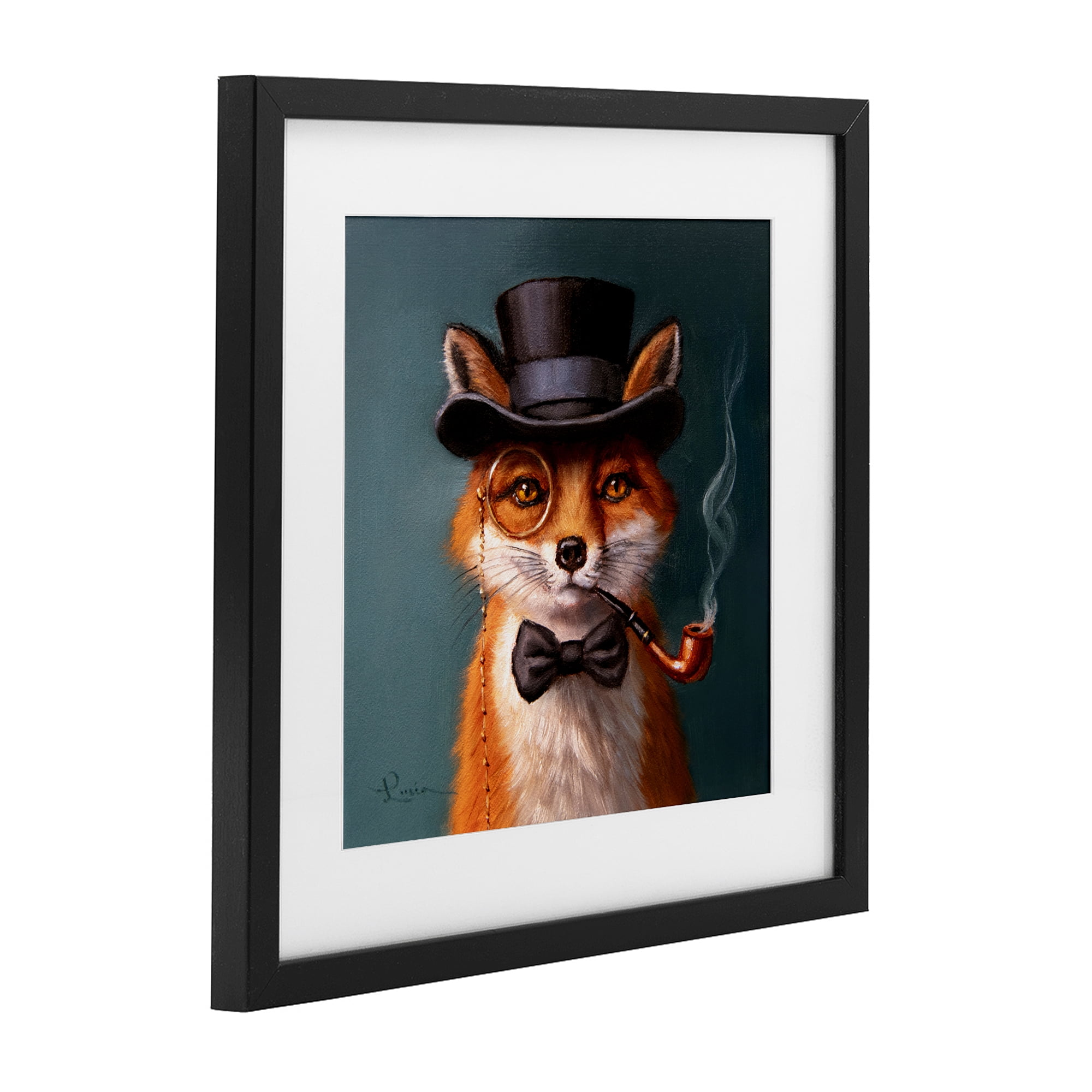 Stupell Industries Charming Dapper Fox Black Framed Print Under Glass, design by Lucia Heffernan