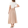thumbnail image 3 of INSPIRE CHIC Women's High Waisted Side Zipper Work Casual Vacation Flowy Long Pleated Maxi Skirts S Light Pink, 3 of 6