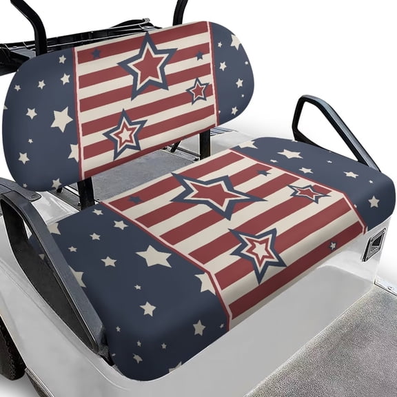 Uorisanigo Golf Cart Seat Cover, Washable American Flag Stars Car Seats Cover Towel Blanket for Most 2 Passenger Club Car Keeps Seat Warm and Comfortable